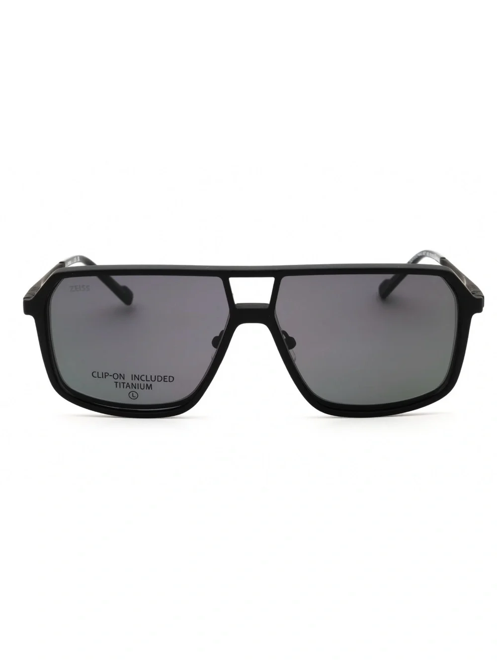 New ZEISS Men's Black Metal Frame Glasses with Detachable Black Clip-On Sunglass